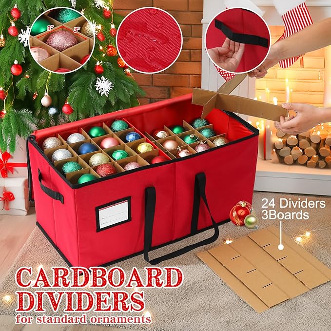 Christmas Decoration Organizer Ornament Holder Village Storage Chest Box，Tree Keepers Ornament Ball Storage，Santas Bags Storage