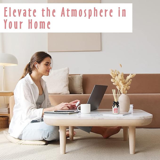 Cherry Blossom Reed Diffuser Set, MitFlor Premium Home Fragrance Diffuser with 6 Natural Rattan Sticks, Romantic Floral Scents for Office & Home Décor, Essential Oil Reed Diffuser Gift Set, 3.4 fl oz