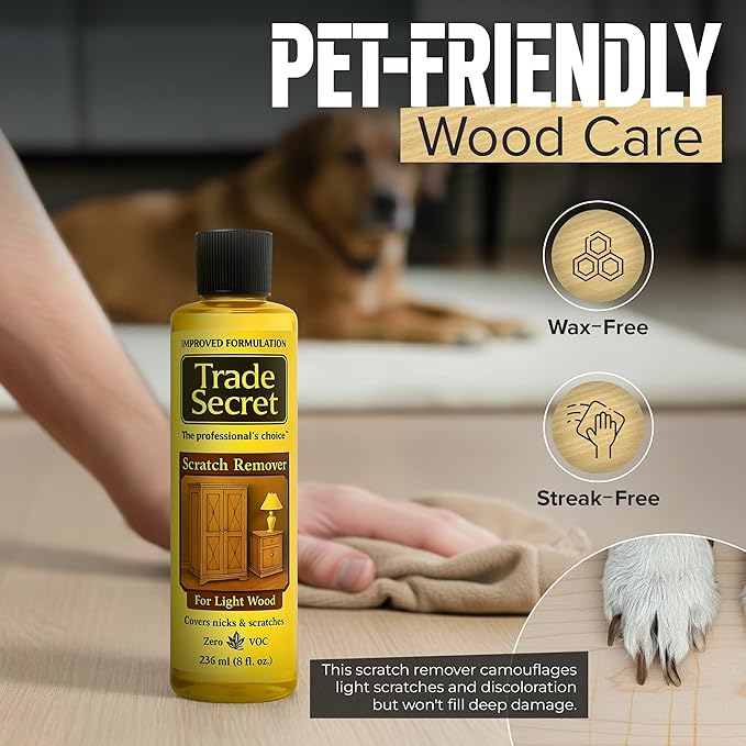 Trade Secret Light Wood Scratch Concealer, Scratch Remover for Real Wood Furniture & Floors – Covers Nicks, Scuffs & Dogs, Cats Scratches, Marks, Minor Defects