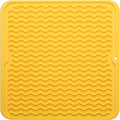 MicoYang Silicone Dish Drying Mat for Multiple Usage,Easy clean,Eco-friendly,Heat-resistant Silicone Mat for Kitchen Counter or Sink,Refrigerator or Drawer liner Yellow M 12 inches x 12 inches