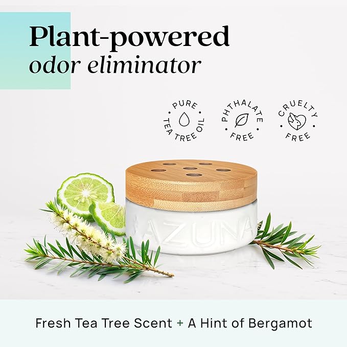 Azuna Air Freshener and Odor Eliminator for Strong Odor Gel 24oz Refill Pouch with Tea Tree Oil | Plant-Based & Long Lasting | Pet, Smoke, Home and Bathroom | Amalfi Breeze | Last 60-90 Days