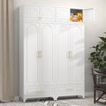 Metal Storage Cabinet with Drawer, 90" Tall Kitchen Pantry Storage Cabinets with Doors and Adjustable Shelves, White Pantry Closet, Steel Large Cupboard, High Leveling Feet- Assembly Required