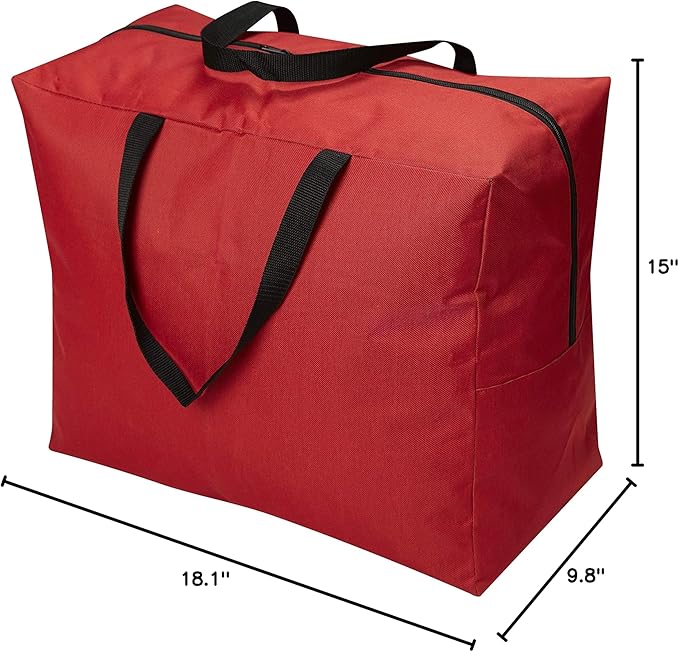 ProPik Holiday Ornaments Accessories Storage Bag Tear-proof Polyester Material 15” X 9.8” X 18.1” With Handles And Full Length Zipper (Red)