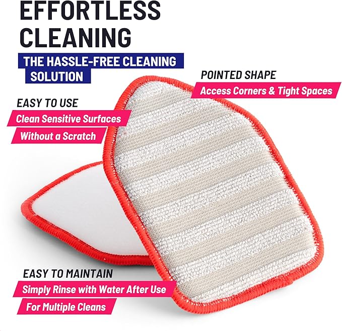 Moku Home Replacement Microfiber Pad for Moku Home Extendable Tub Tile Shower Scrubber for Cleaning Non-Scratch (2X Microfiber Pad Red)