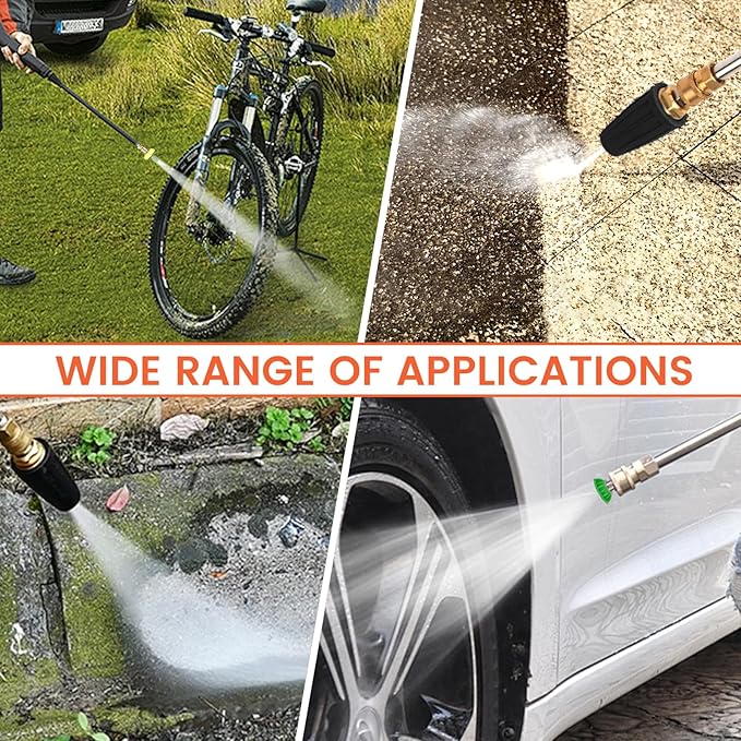 Qimshemi Pressure Washer Tips Rotating Turbo Nozzle, 4000PSI Max Power Washer Accessories Parts, with 7pcs Spray Jet Nozzles Kit Attachment&1/4 IN Quick Connector, for Cleaning Concrete, Brick Surface