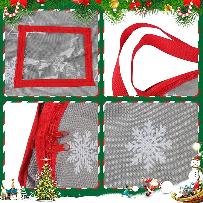 30 Inch Christmas Wreath Storage Bag, Wreath Storage Container with Carry Handles Zipper and Labeling Card Slot, Waterproof Garland Storage Container for Wreath Christmas Decoration, Grey
