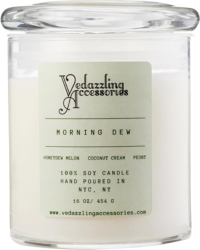Morning Dew Soy Wax Candle 16 oz - Handpoured in NYC, Dual Wick, 50 Hour Burn Time, Paraffin-Free, Eco-Friendly, Long-Lasting Scent, Home Fragrance
