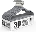 30 Pack Velvet Hanger for Shirt Pants Dresses Skirts Suits Jackets - Slim Space Saving Design - Standard Coat Hanger - Sturdy & Durable Design with Shoulder Grooves Hook