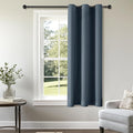ChrisDowa Blackout Curtains 48 inches Long for Bedroom - Grommet Thermal Insulated Room Darkening Curtains for Living Room (1 Panel, Stone Blue, 42 x 48 Inch)