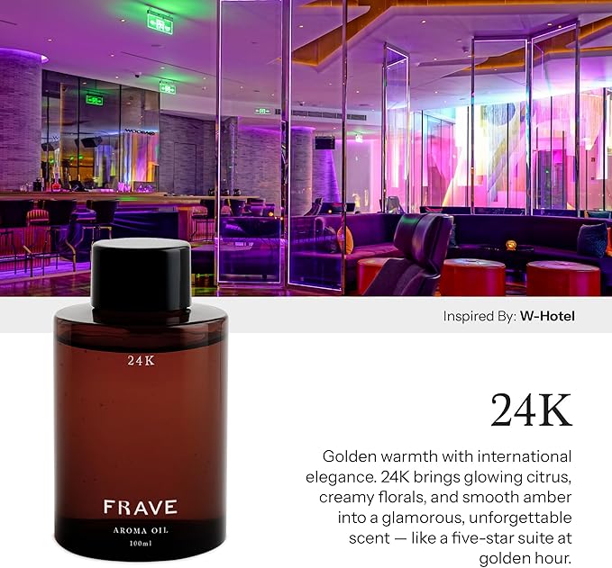 24K Flower Hotel Diffuser Oil, 100ml, 3.38 oz Aroma Oil, Scent Inspired by W-Hotel, Luxurious Aromatherapy Refill Fragrance for Waterless Cold Air Diffusers, Home, Office, Hotel