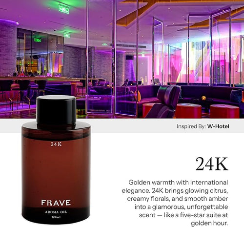 24K Flower Hotel Diffuser Oil, 100ml, 3.38 oz Aroma Oil, Scent Inspired by W-Hotel, Luxurious Aromatherapy Refill Fragrance for Waterless Cold Air Diffusers, Home, Office, Hotel