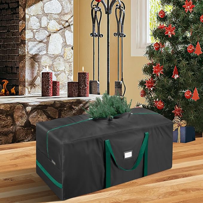 BALEINE 9 ft Christmas Tree Storage Bag, Heavy Duty 900D Oxford Fabric with Reinforced Handles and Dual Zippers Wide Opening, Extra Large Storage Container for Trees and Decorations (Black)