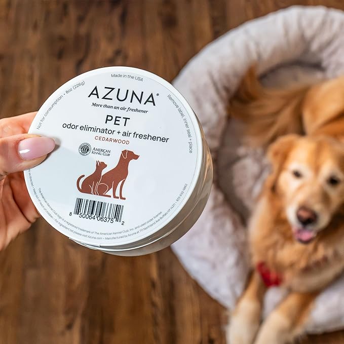 Azuna Pet Odor Eliminator for Strong Odor Gel | Plant Powered Australian Tea Tree Oil | Dog and Cat Room Deodorizer | Pet and Child Friendly | Cedarwood Scent | 8oz Pod