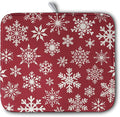 Kwlegh Christmas Snowflakes Dish Drying Mat for Kitchen Counter 16x18 Inch Red White Winter Xmas Pattern Dish Drying Pad for Dishes Microfiber Absorbent Dish Drainer Rack Mats for Countertop