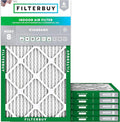 Filterbuy 10x25x1 Air Filter MERV 8 Essential Dust & Allergy Defense (6-Pack), Electrostatic Pleated HVAC AC Furnace Filters Replacement, Made in USA (Actual Size: 9.75 x 24.75 x 0.75)