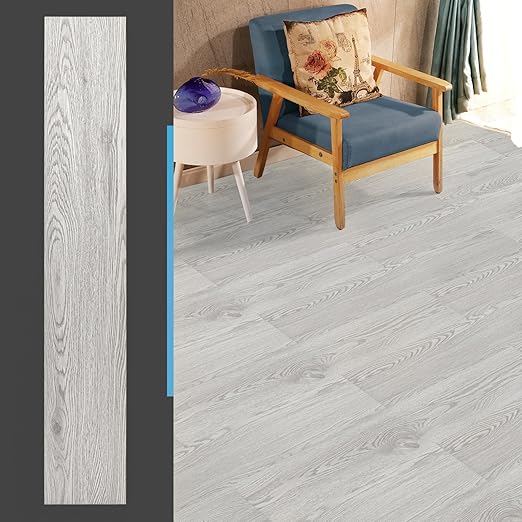 Art3d 36-Pack Peel and Stick Luxury Vinyl Flooring Tiles, 54 Sq. Ft Self Adhesive Wood Plank for Kitchen, Bedroom, Bathroom, Grey Ash
