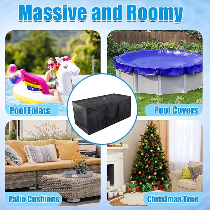 Aulock 600D Oxford Christmas Tree Storage Bag Fits 6ft/7ft/7.5ft/9ft - 56''x24''x24'' 140 Gallon Multipurpose Pool Storage Bags with 4 Handles