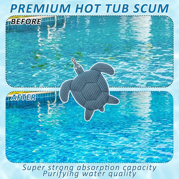 Hot Tub Scum Absorber, 2025 Upgrade Reusable Scum Turtle Hot Tub Absorber Accessories Hot Tub Sponge for Spa & Pool Cleaner, Hot Tub Oil Absorbing Keeps Water Clean