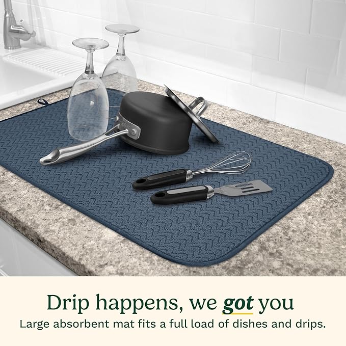 Cuisinart Dish Drying Mats for Kitchen Counter - (2) 18" x 24" Ultra Absorbent Dish Drying Mat XL - Foldable, Machine Washable, Fast Drying Dish Mat