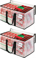 BlissTotes Moving Bags, 2-Pack Storage Bags, Moving Bags Heavy Duty Extra Large, Moving Totes, Clear moving Bags, Reinforced Handles & Tag Pocket, Christmas Totes (125L)