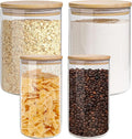 EQEY Glass Storage Jars Set Elegant Containers with Airtight Bamboo Lids, Perfect for Kitchen Organization - Flour, Rice, Pasta, Sugar, Coffee Beans (2 packs(37oz) / 2 packs(111oz))