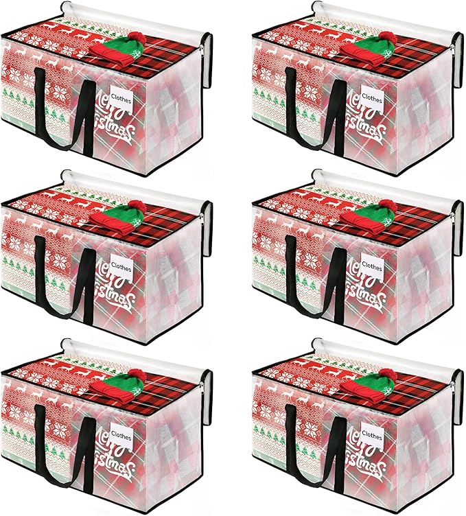 BlissTotes Moving Bags, 6-Pack Storage Bags, Moving Bags Heavy Duty Extra Large, Moving Totes, Clear moving Bags, Reinforced Handles & Tag Pocket (125L)