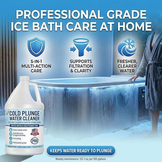 5in1 Weekly Cold Plunge Water Treatment - HOCl Cold Plunge Cleaner, Ice Bath Cleaner, Water Stabilizer For Cold Plunge Ice Pod, Clarifier Softener Chemicals, Ice Bath Accessories, 1 Gallon