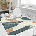 Abstract Flowers Leave Dish Drying Mat Creative Floral Kitchen Mat 12"x19" Bsorbent Coffee Maker Mat for Dishes Utensils Coffee Maker Pots and Pans Easy Clean Dish Slip Resistant Pad