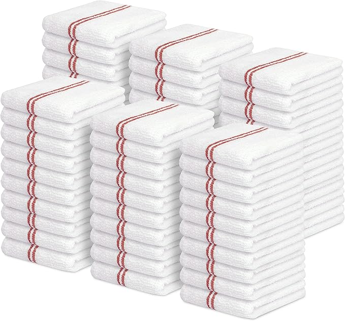 Avalon Towels Terry Bar Mop Towels (Value Pack of 60) Size 16"x19" – Absorbent and Durable, Multipurpose Cleaning Rags, Cotton Cleaning Cloths, Terry Cloth Rags, Reusable Shop Rag