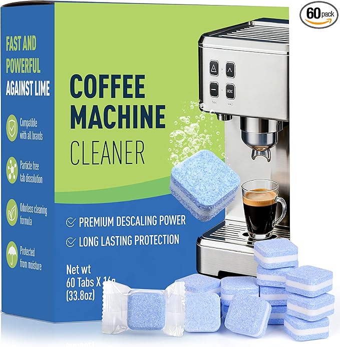 Crobirware Coffee Cleaner & Descaler Tablets (60 Count) - Compatible with Keurig, Nespresso, Breville, DeLonghi, Ninja - For All Drip & Espresso Machines - Removes Limescale