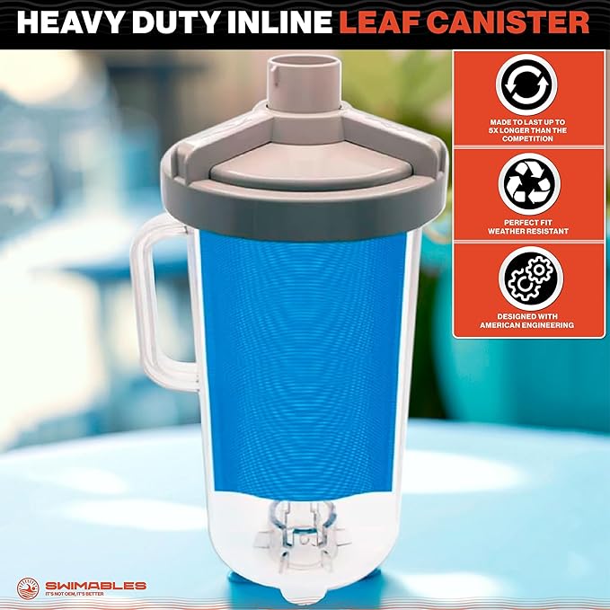 Swimables Heavy Duty Inline Leaf Canister for Pool Vacuum - Swimming Pool Leaf Canister Made with 30% More Material - Trap 50% More Leaves - Replacement for W530 Hayward Leaf Catcher