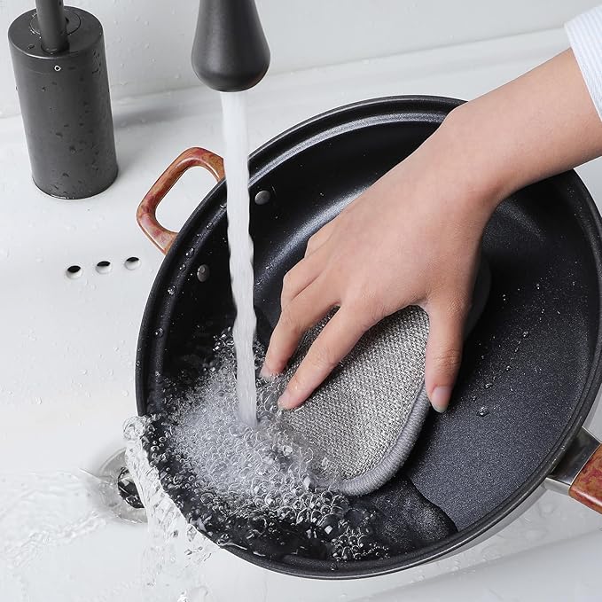 XLIUAX 36 Pack Dual-Sided Scrub Sponges, Non Scratch Microfiber Sponge Multi Purpose Cleaning Dish Scrubber Along with Heavy Duty Scrubbing Power for Washing Dishes Pots Pans Kitchen Cookware(Gray)