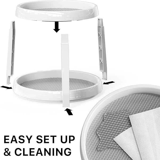 Simple Houseware 2-Tier Lazy Susan Spice Organizer, 10" Diameter, White/Gray