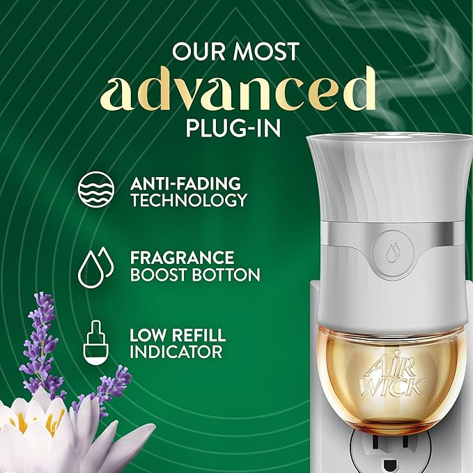 Air Wick Plug in Scented Oil Refill, 5ct, Lavender & Waterlily, Air Freshener, Essential Oils