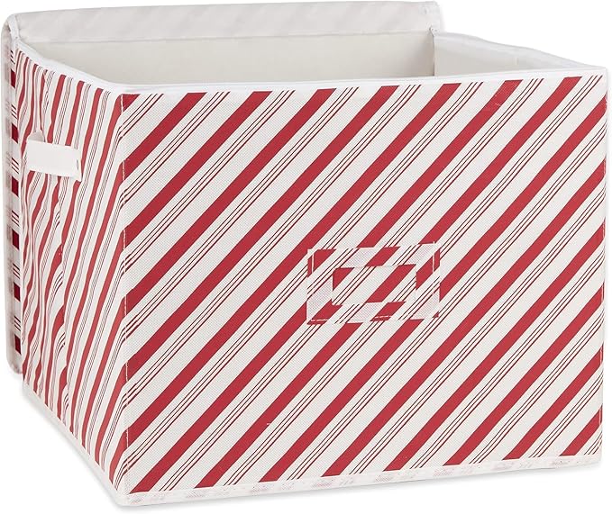Christmas Ornament Storage Box with Dividers, 16x16x13, Peppermint Candy Stripe, Holds 75 Ornaments, Perfect Ornament Storage Solution, Durable Christmas Ornament Storage Box