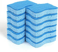 ELIVARA Kitchen Sponges – 12 Pack – Non-Scratch Dual-Sided Cellulose Scrub Sponges for Dishes, Pots, and Pans – Durable, Absorbent, and Reusable (Dark Blue/Light Blue)