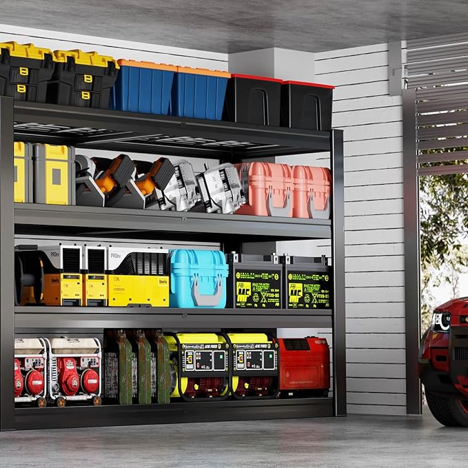 SKZNSA 68" Wide Heavy Duty Garage Shelving Units, 4-Tier Deep Storage Shelves,Black Metal Garage Shelves,Steel Shelf,Large Storage Rack,Industrial Shelving for Shop, 68" W x 20" D x 68" H, 2 Pack