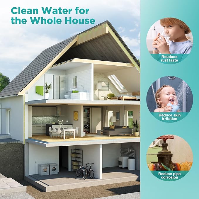 SimPure Whole House Water Filter Cartridges 10" x 4.5" GAC/KDF Carbon and Heavy Metal Filter, for DB10C-2KDF, DB10P, WGB21B-KS, FG15B-KS, GE FXHTC, GXWH40L, 6 Pack