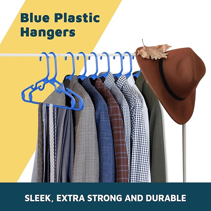 Lifemaster Plastic Kids Clothes Hangers – Children Clothes Hanger with Shoulder Notch, 11.6 Inch Space-Saving Closet Organizer for Baby, Toddler, and Kids Clothing, Hold Up to 5 lbs, Pack of 20, Blue