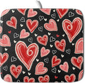 Valentines Day Dish Drying Mat for Kitchen Counter 18x16 Inch Black Red Heart Drying Mat with Absorbent Reversible Microfiber Love Dish Drainer Mats Rack Pad for Coffee Countertop Protector