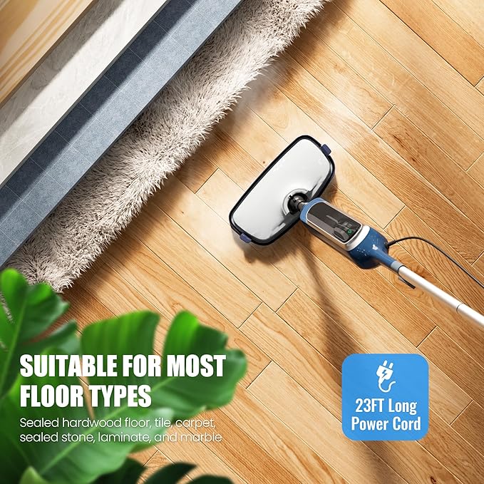 Sapodilla 12 in 1 Steam Mop, Detachable Handheld Steam Cleaner for Home, 23FT Cord, for Hardwood Floor Cleaning, Tile, Carpet, Furniture, Clothes, Windows, Blue