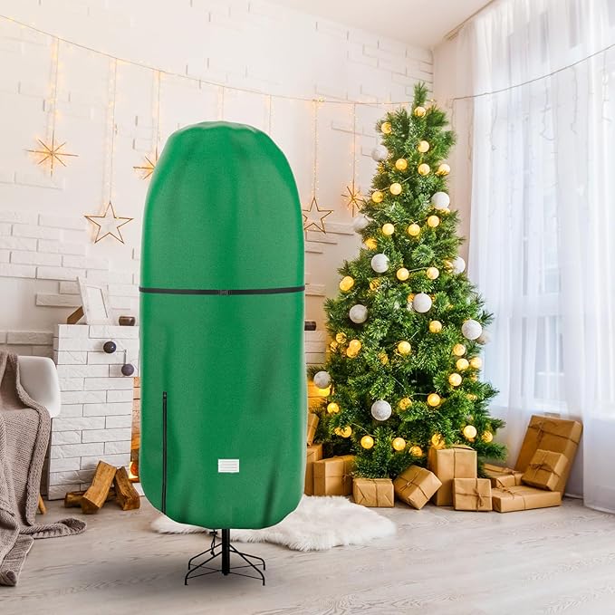Upright Christmas Tree Storage Cover,Tear Resistant Adjustable Christmas Tree Storage Bag for 6 FT Artificial Tree Standing with Ornaments,Xmas Tree Cover, Dustproof