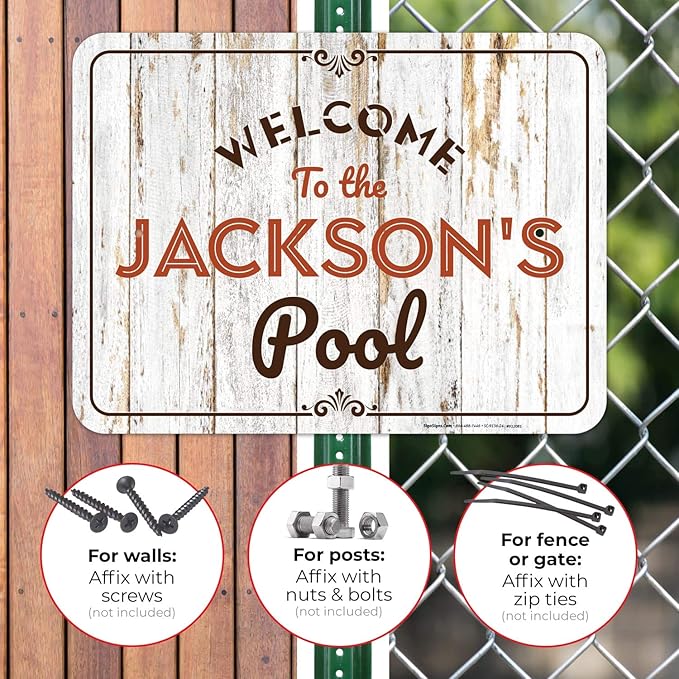Custom Pool Sign, for Dad and Him Welcome to The Pool for Sign, 18x24 Inches, Rust Free .063 Aluminum, Fade Resistant, Made in USA by Sigo Signs