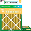 Filterbuy 20x24x2 Air Filter MERV 11 Superior Pet & Allergy Defense (2-Pack), Electrostatic Pleated HVAC AC Furnace Filters Replacement, Made in USA (Actual Size: 19.38 x 23.38 x 1.75)