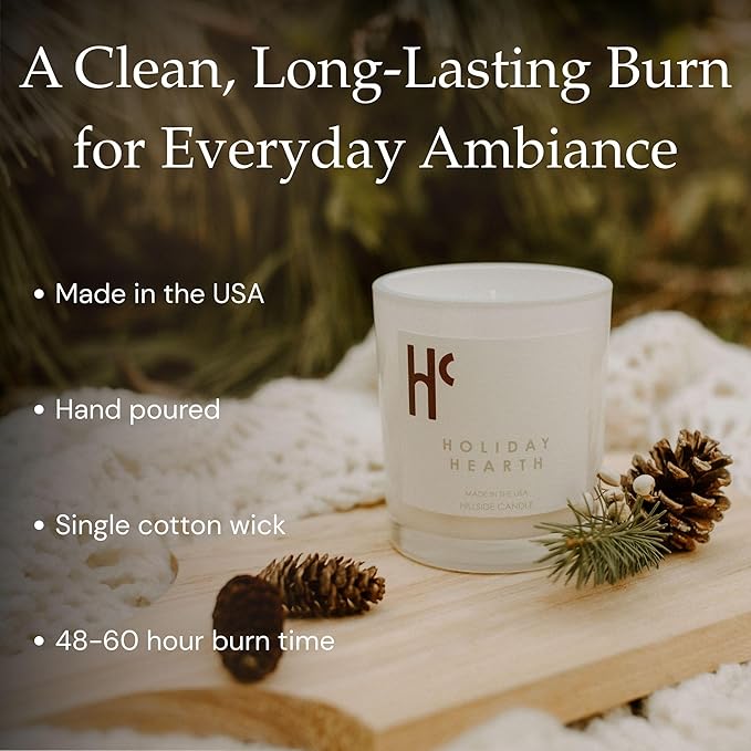 Holiday Hearth Single Wick Soy Candles, Luxury Scented Candles for Home - Up to 60 Hour Burn Time, Cruelty-Free Soy Wax Blend - Frosted Sugar Plum & Cinnamon Fragrance (9 oz)