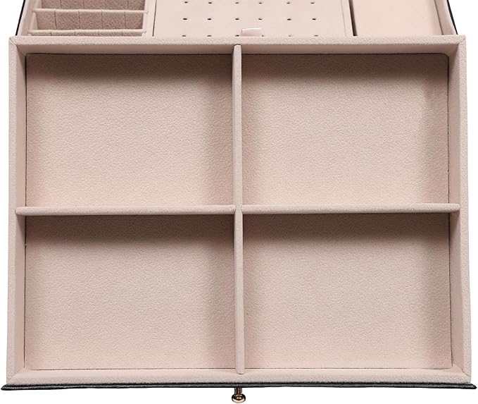 Jewelry Organizer,3 Layers Jewelry Box,Watch Storage Jewelry Case,Jewelry Organizer Pull-Out Drawer Jewelry Storage Case with Lock,Black (Black)