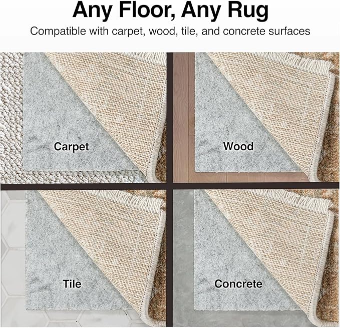 WELL WOVEN Premium 1/4" Thick Felt Rug Pad 2x3 - Non Slip Rubber Backing for Hard Floors & Carpet - Easy Cut to Size for Custom Fit - Superior Cushioning & Floor Protection Shield