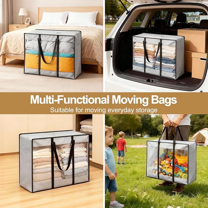 24 inches Christmas Wreath Storage Bag 4 Packs, 600D Heavy Duty Oxford Cloth Wreath Storage Container, Clear Moving Bags with Reinforced Handle for Xmas, Holiday, Moving & College Supplies