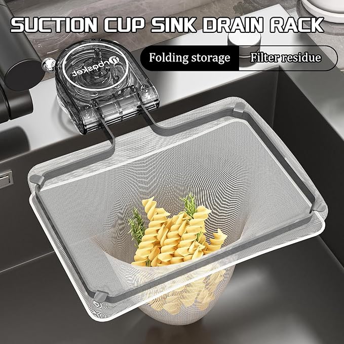 Botsparty Disposable Kitchen Sink Strainer Basket with Suction Cups & 50 Mesh Bags, Adjustable Drain Basket with Food Waste Filter & Food Catcher Basket for Vegetables, Fruits, Dishes