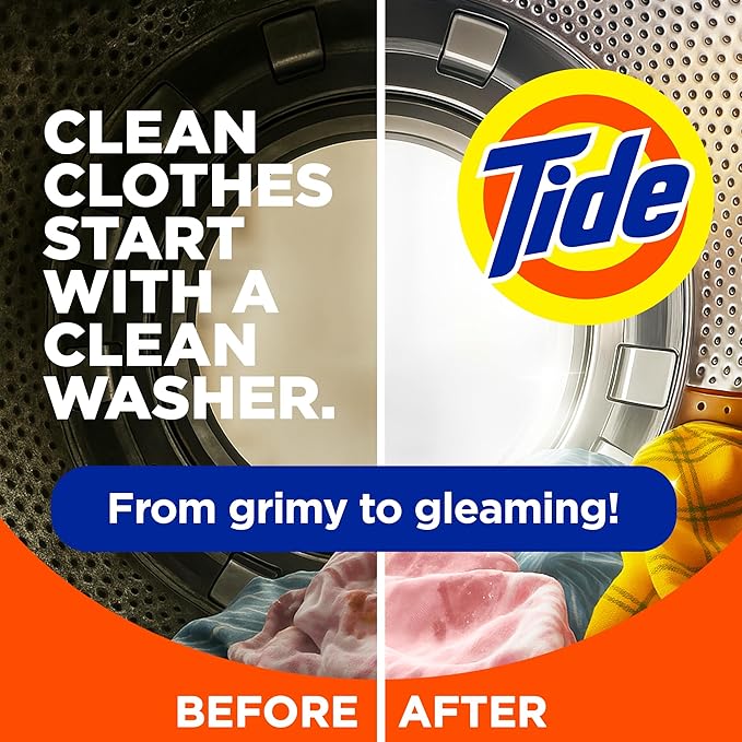 Washing Machine Cleaner by Tide, Washer Machine Cleaner with Oxi for Front and Top Loader Washer Machines, Deep Cleaning Residue & Odor Eliminator, 7 Month Supply